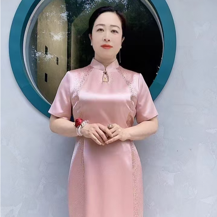 LS8203高端醋酸气质喜婆婆喜妈妈修身优雅旗袍