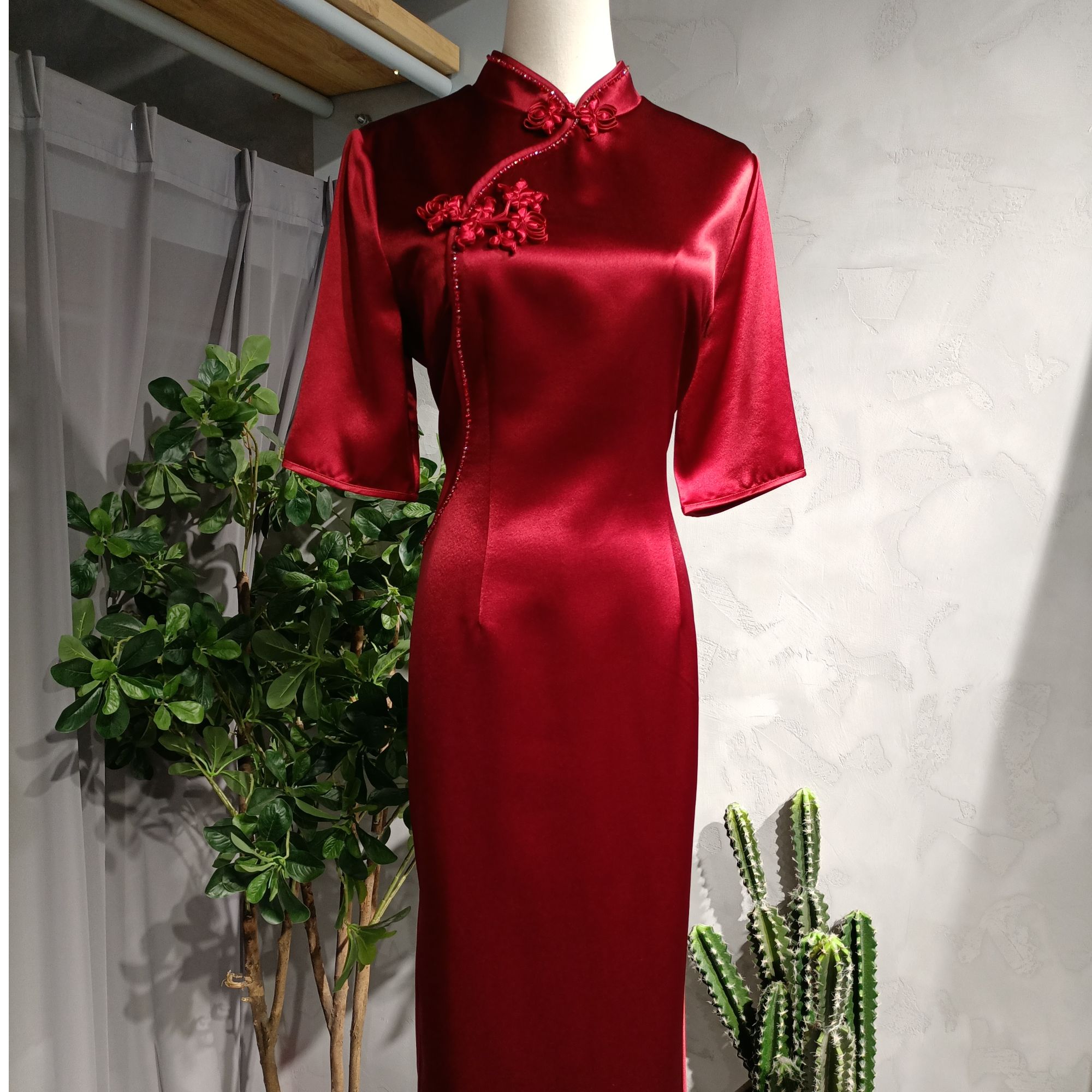 LS8110【锦上添花】喜婆婆婚宴修身高贵显瘦醋酸旗袍