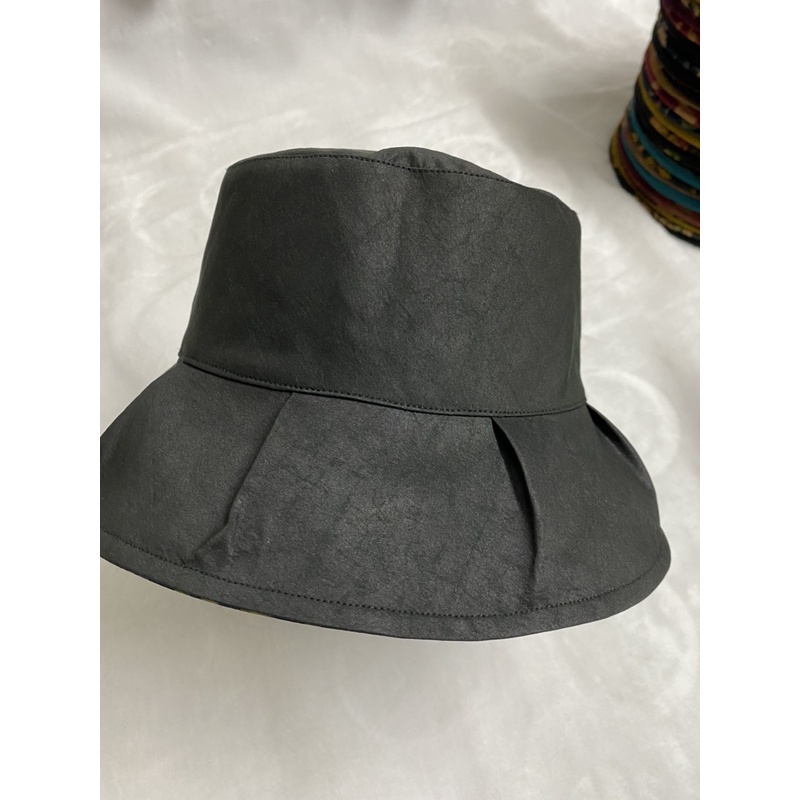 香云纱遮阳帽褶皱渔夫帽日系盆帽