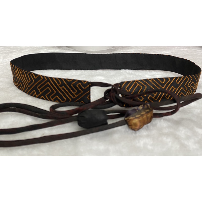 真丝香云纱腰封户外黑色腰带休闲双面棕色复古桑蚕丝百搭腰带印花