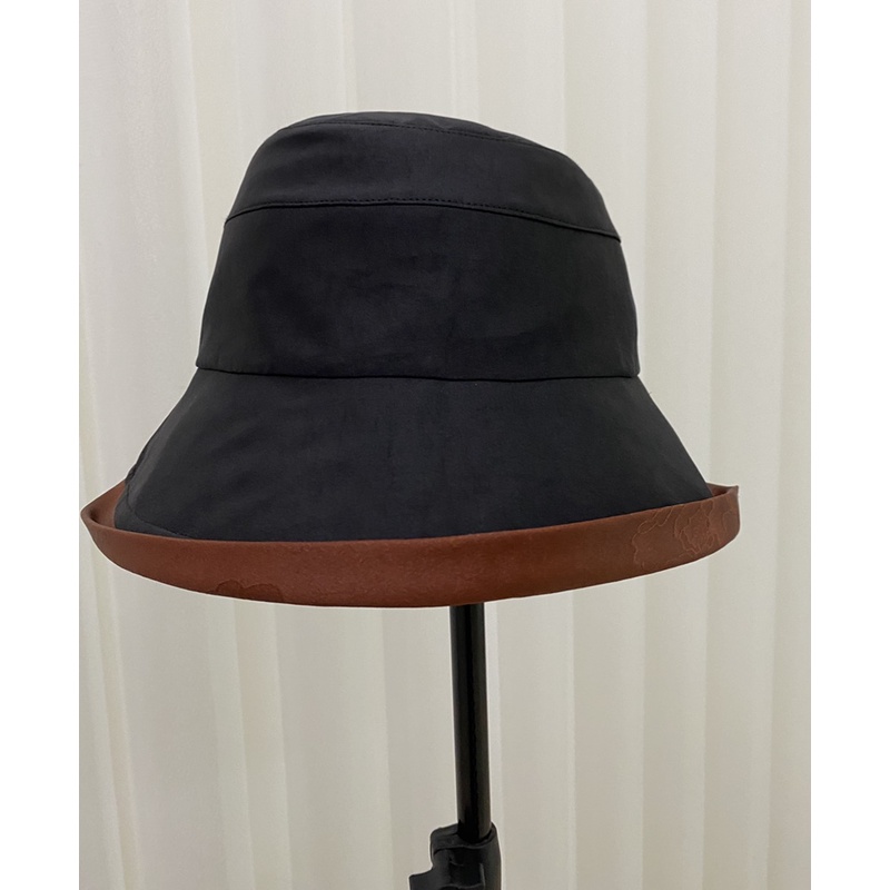 桑蚕丝香云纱遮阳帽女防晒赫本帽渔夫帽户外时尚百搭帽子黑色夏季