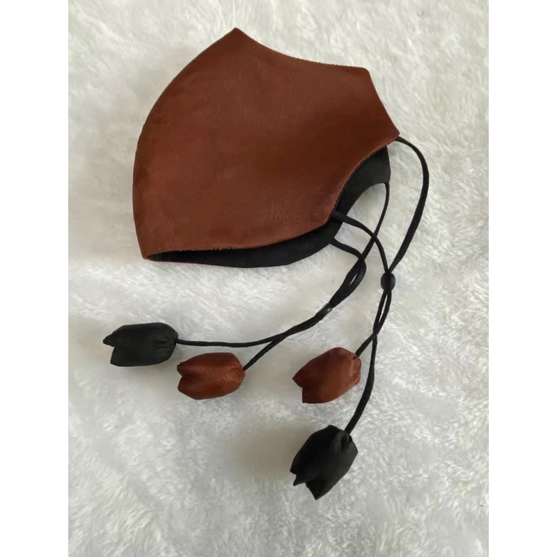 香云纱桑蚕丝真丝口罩秋冬防晒口罩双面戴防晒防紫外线透气面罩