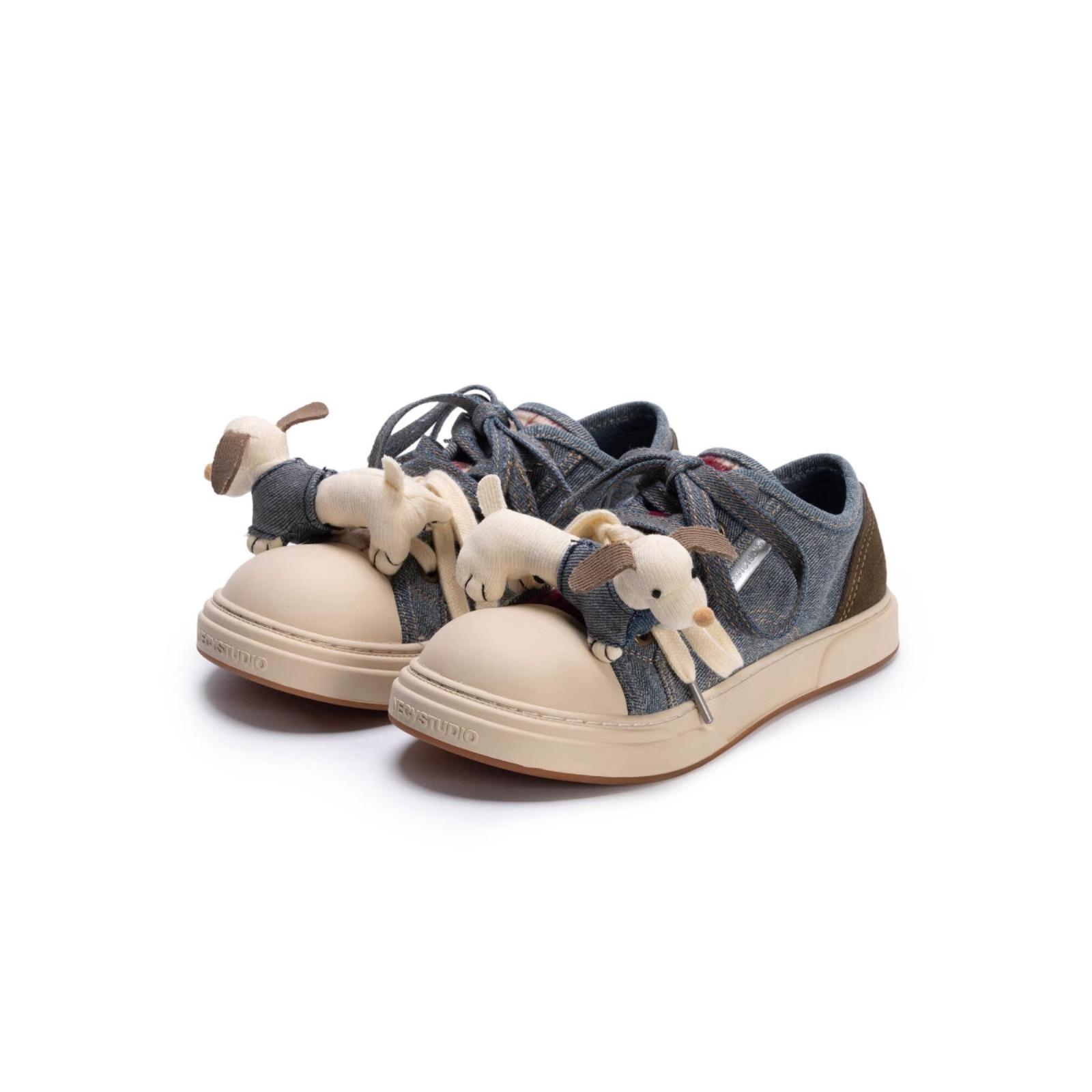 OHTODOGxNECYSTUDIOx野孩子 牛仔玩偶大头低帮圆头帆布鞋