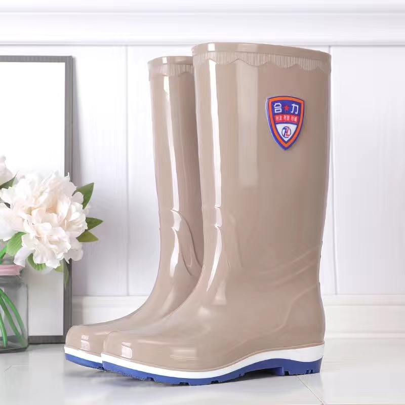高筒雨鞋女时尚防水加绒雨鞋雨靴时尚女雨鞋中筒四季长筒雨靴保暖