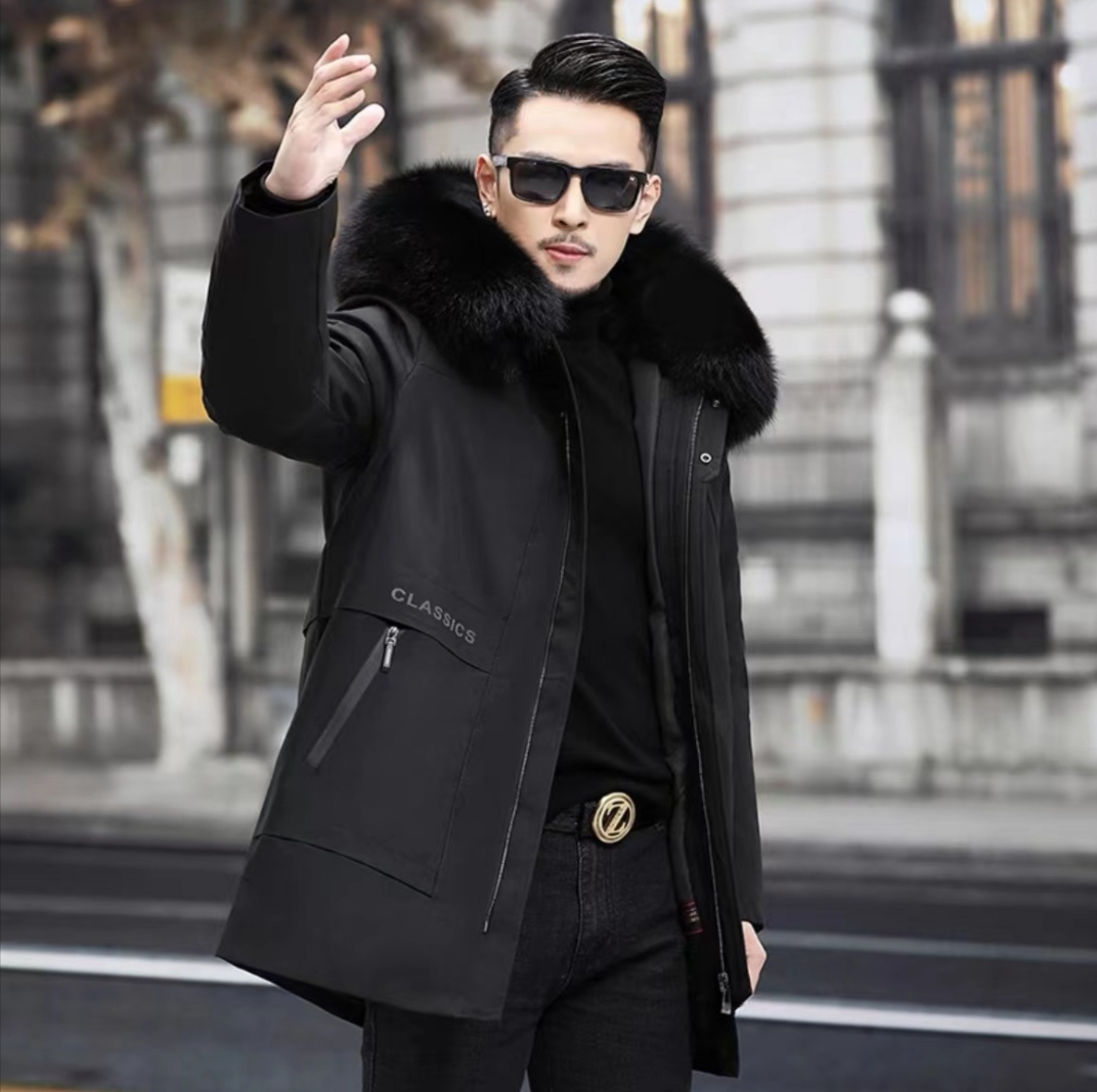 【D】11245新款男士商务绅士秋冬派克服可拆卸中长款休闲外套