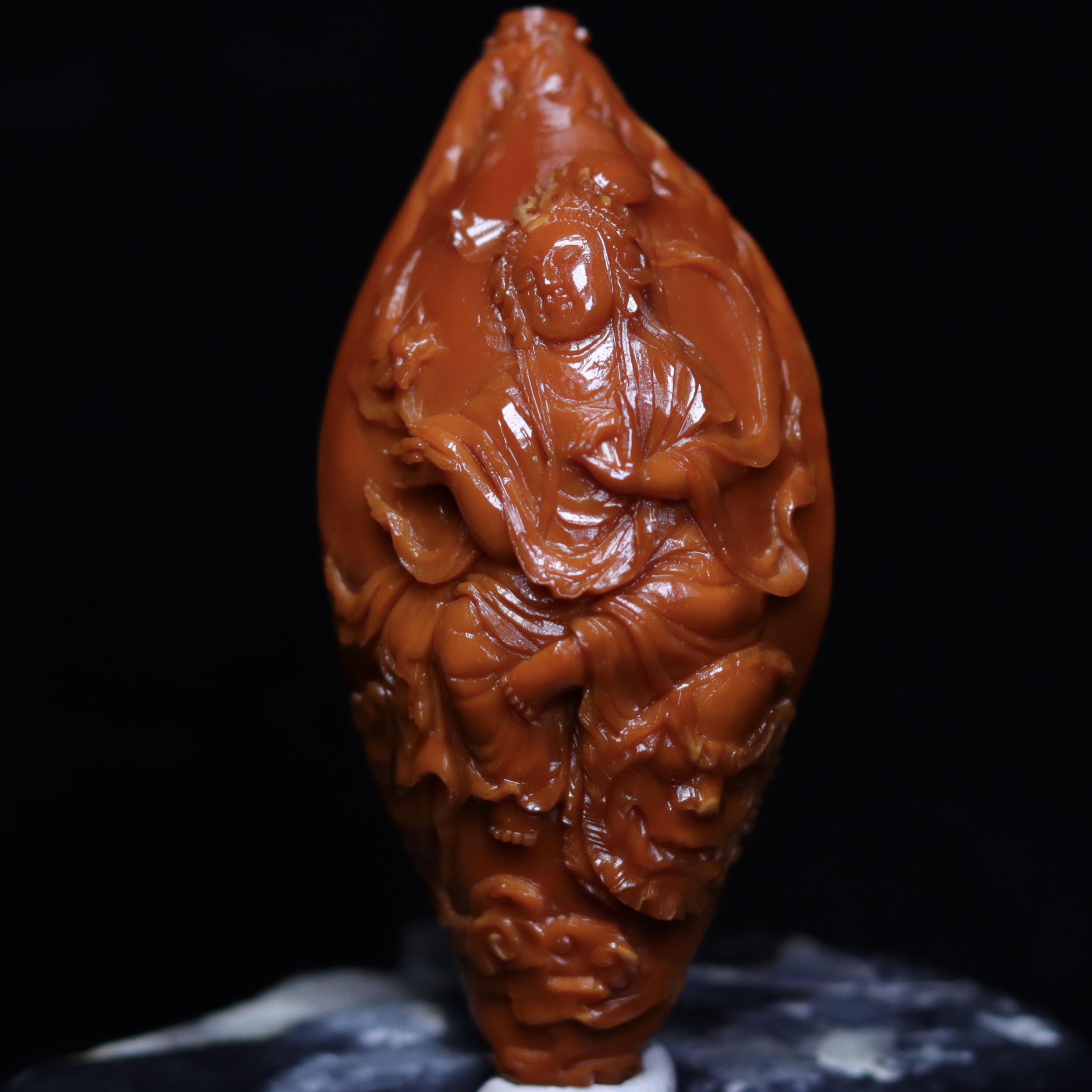 【文殊】2.3*4.9苏工精品橄榄核雕刻单籽吊坠摆件搭配件收藏