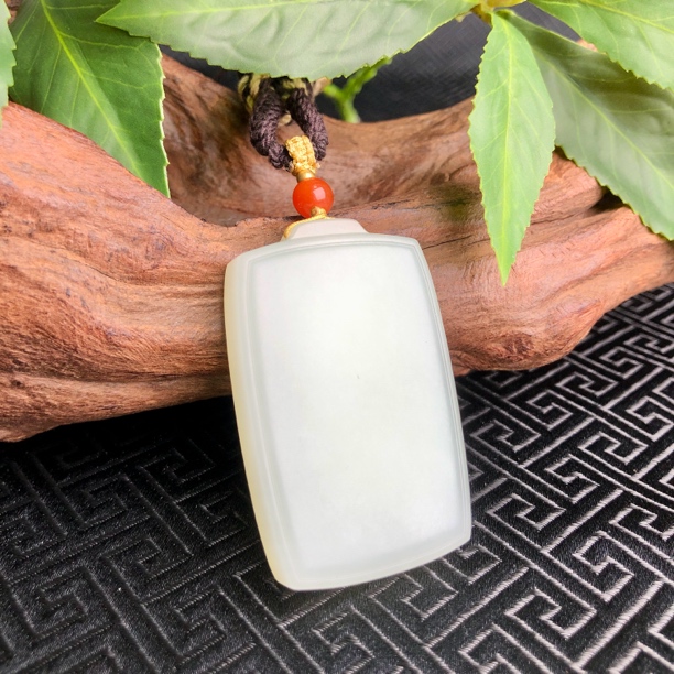 天然和田玉俄料平安无事牌功德牌挂件（WH2522）