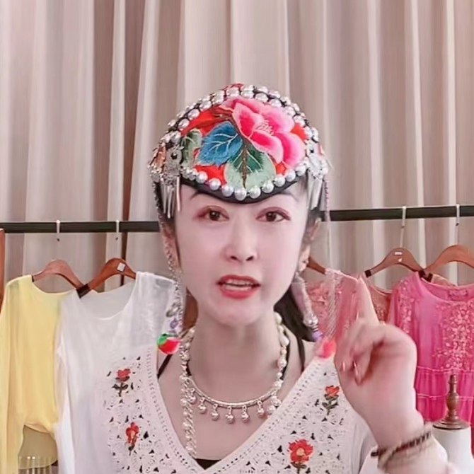 唐汉布衣2022新款满绣花朵女士发卡发带帽子刺绣E