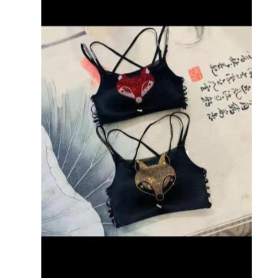 唐汉布衣黑色狐狸吊带美背（轻微掉钻）