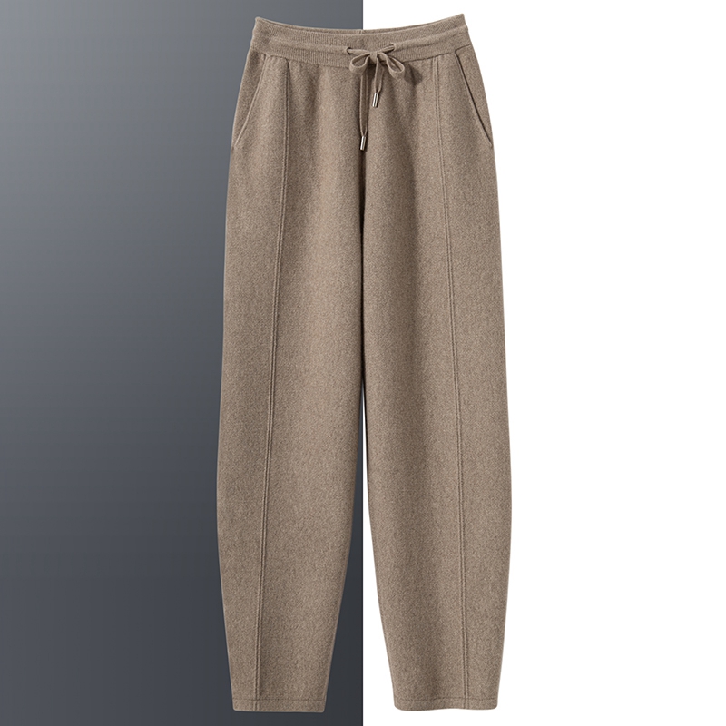 100%纯山羊绒裤男士秋冬四平加厚针织萝卜裤保暖裤子外穿