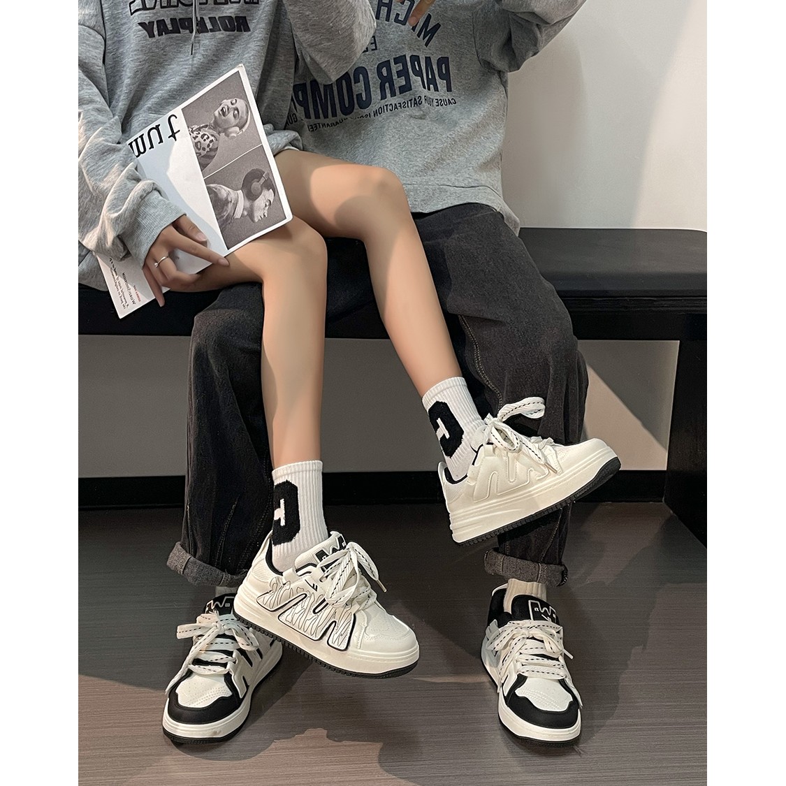 Warrior/回力情侣鞋2023秋冬新款二棉板鞋男女同款运动小白鞋子女