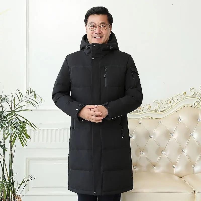波司澄2024新款中长款男士羽绒服中老年男爸爸加厚长款羽绒外套休
