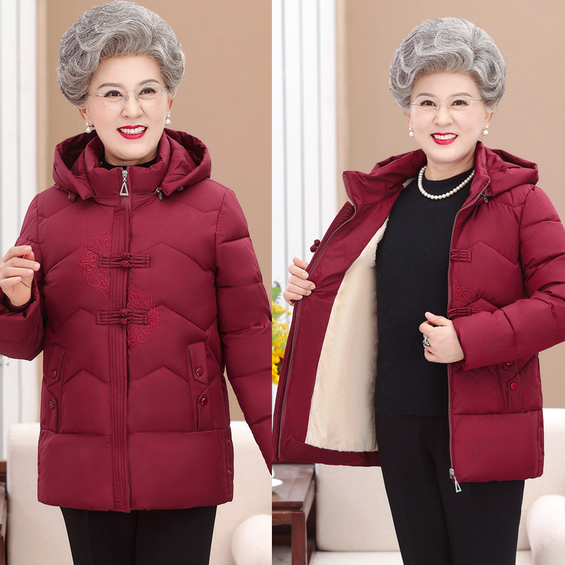 中老年人女冬装棉衣奶奶装冬季加绒加厚保暖棉袄老年妈妈厚实棉服