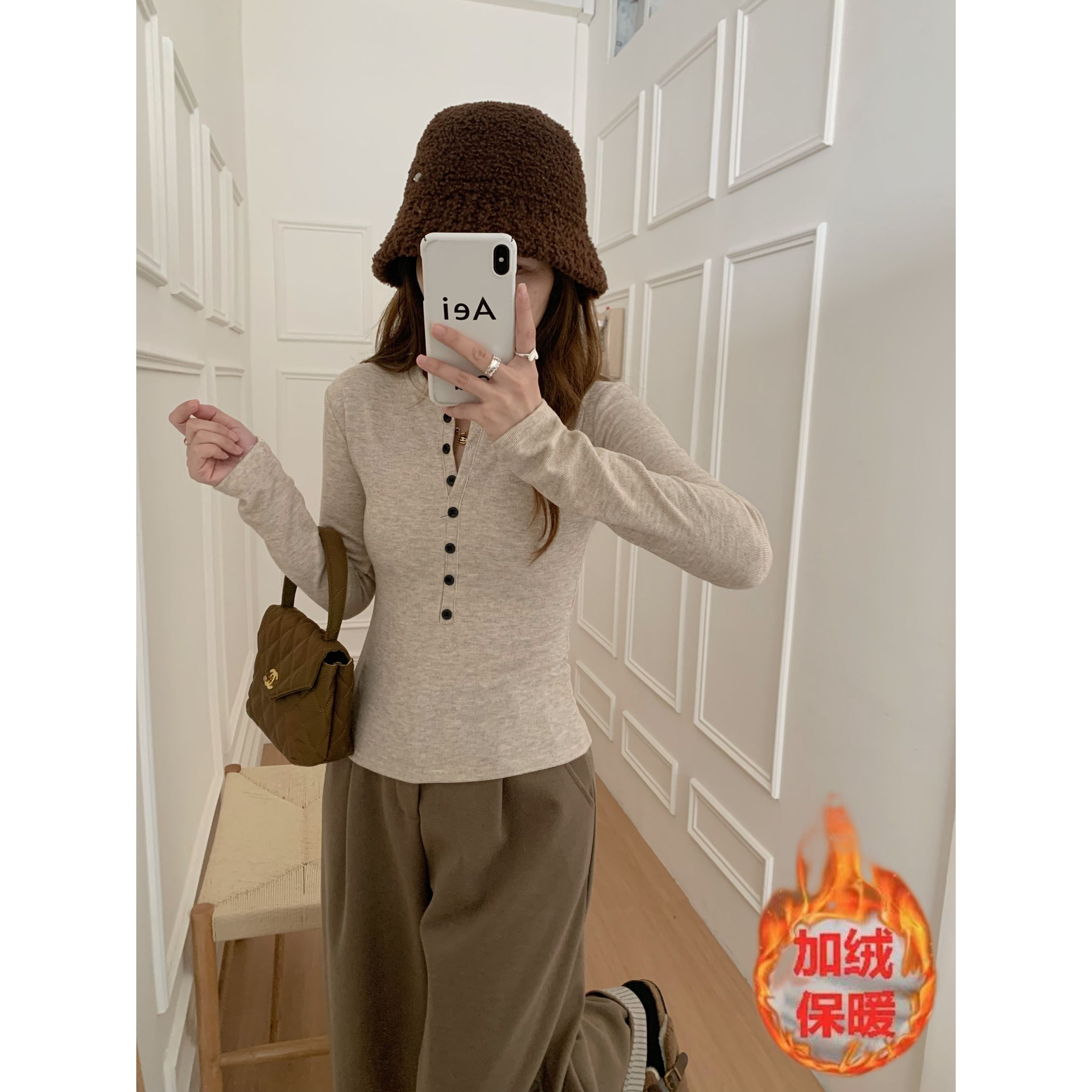 秋冬季长袖修身保暖辣妹加绒长袖t恤女装内搭打底衫遮肉显瘦上衣