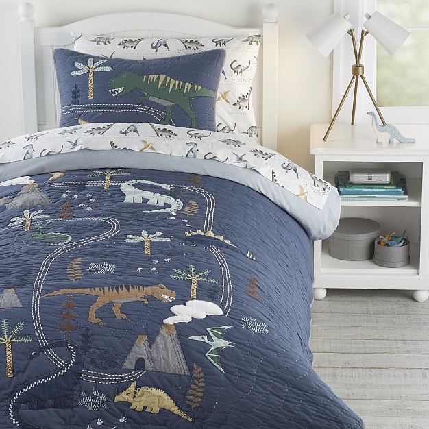 侏罗纪公园男童纯棉重工贴布绣柔软纯手工绗缝被床盖空调被夏凉被