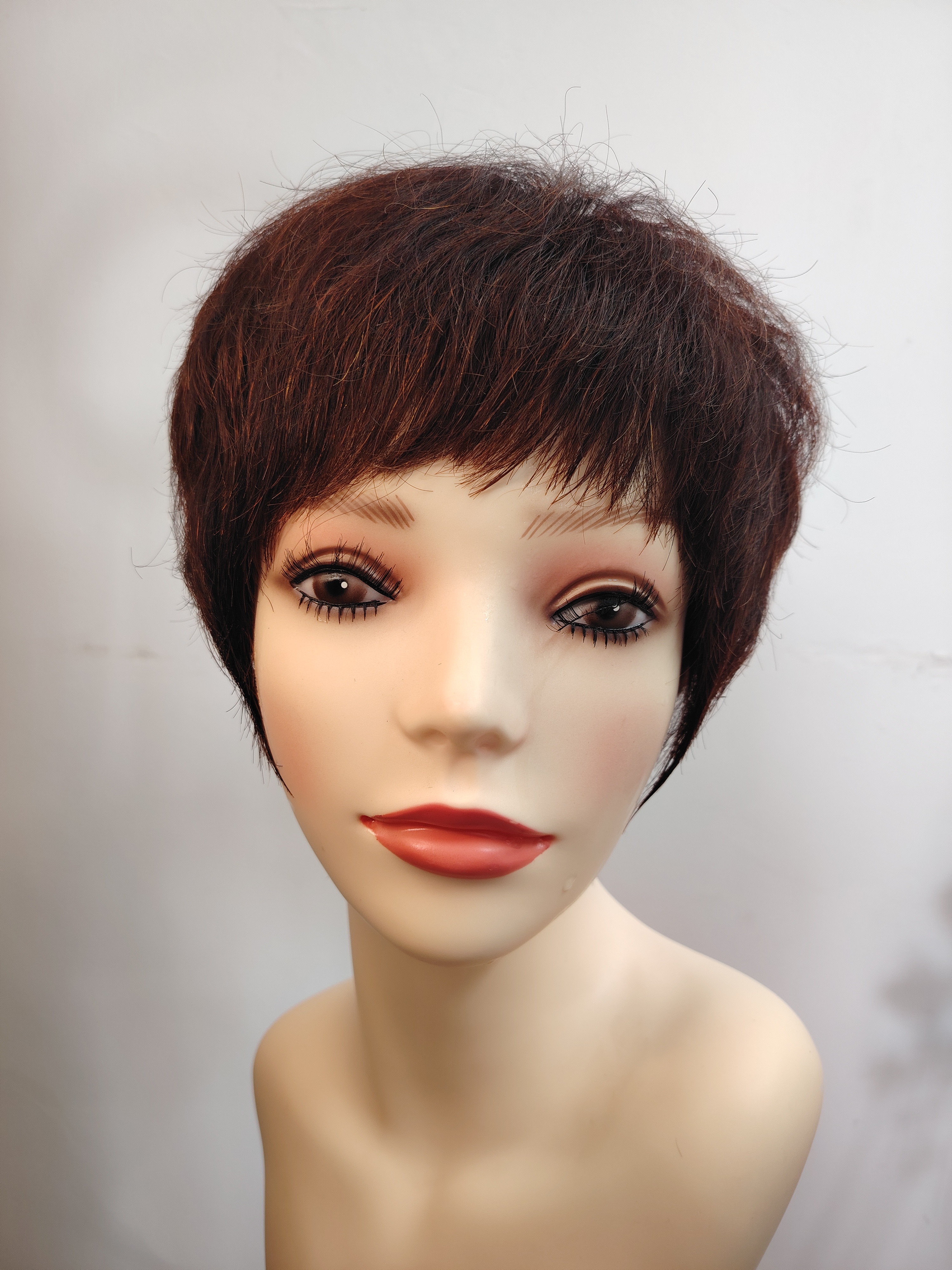 机织真发丝纹理短发假发