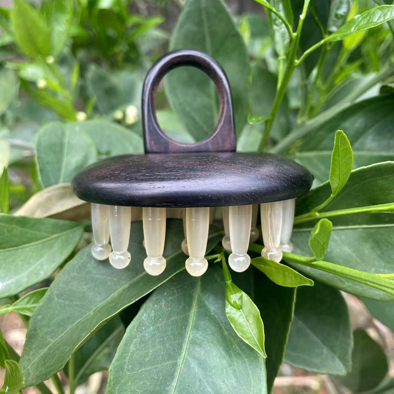 紫光檀木手环梳子牛羊角头部经络按摩圆齿男女家用保健