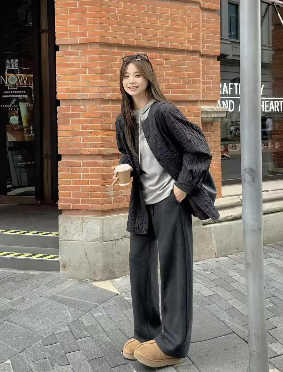 羊绒糯米裤女2025秋冬季垂感软糯宽松高腰窄版阔腿长裤