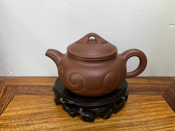 原矿清水泥仿古如意，容量220cc左右，国工手制