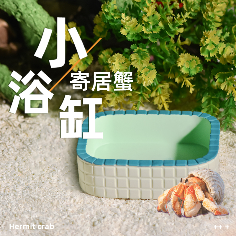 寄居蟹泡澡盆树脂水盆造景陶瓷摆件可爱