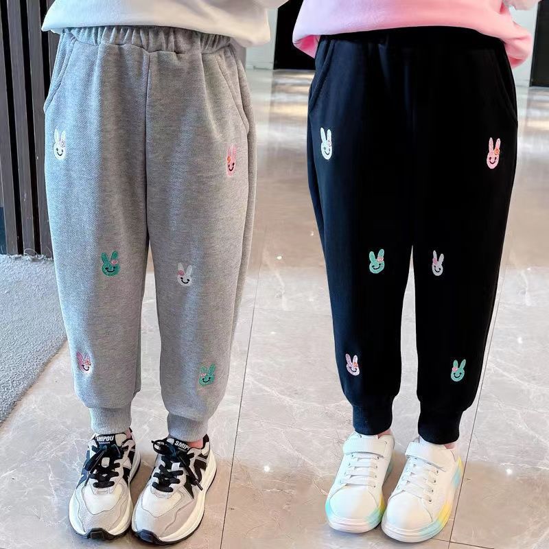 棉质女童裤子秋冬外穿2023新款女宝宝冬装中小儿童加绒裤子卫棉质