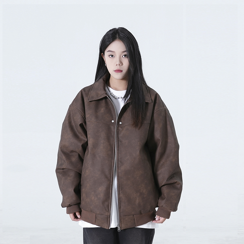 cleanfit底特律工装夹克棉衣男秋冬美式复古水洗痞帅翻领皮衣外套