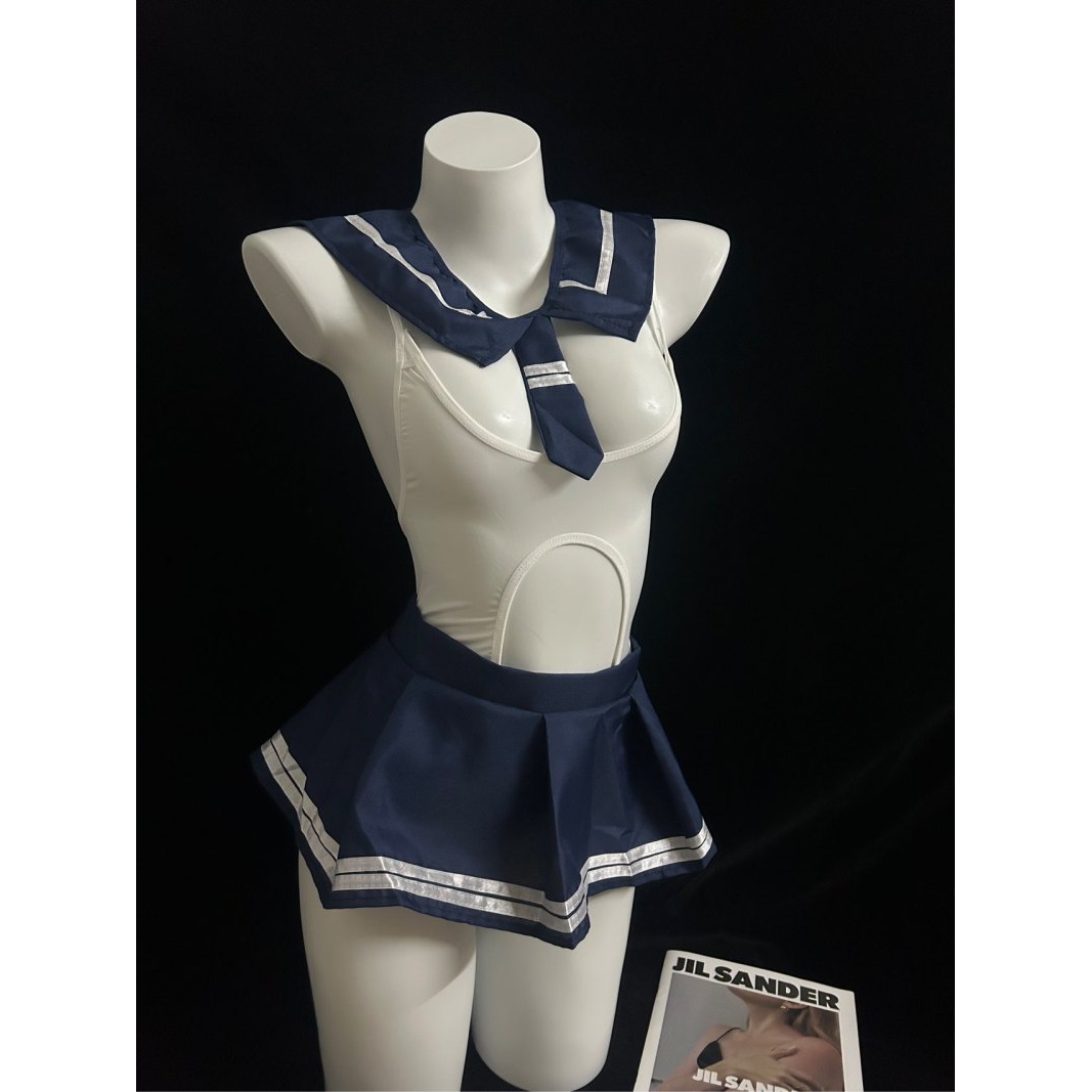 网红性感睡衣套装蓝色动漫学生工作空姐显瘦气质老师海军撞色少女