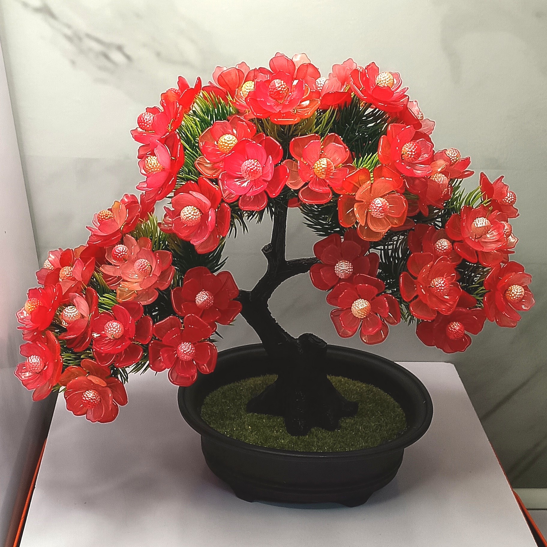 DIY牡丹花客厅摆放花新款手工串珠