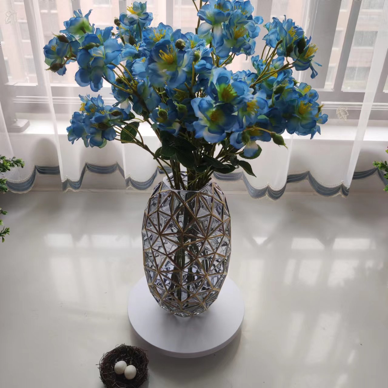 仿真新款浪漫樱花迪士尼樱花雨氛围海洋之星装饰阳台花园蓝色花海