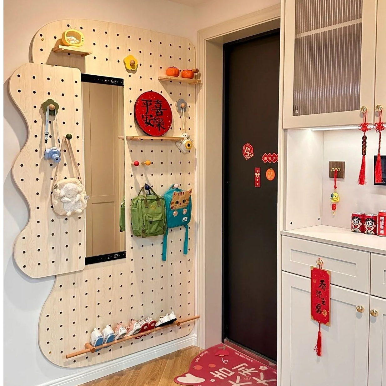 【定制专拍】入户玄关实木高端定制置物架装饰墙面装饰洞洞板绿植墙