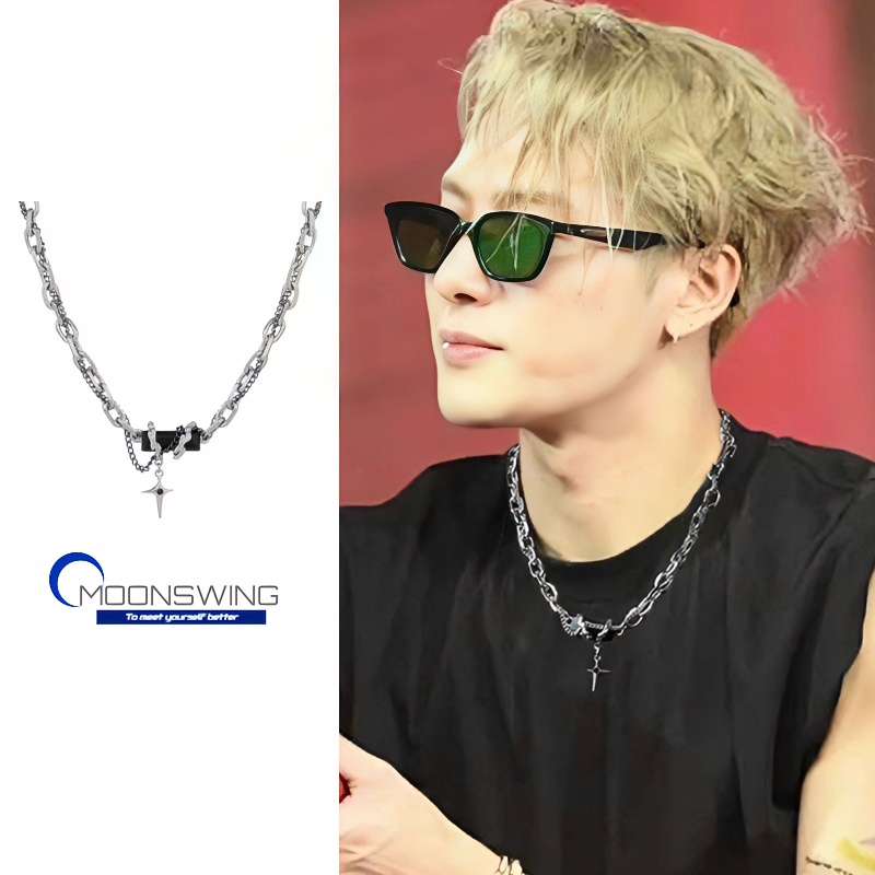钛钢项链 小众设计男款缠绕黑色芒星高级感锁骨链520礼物嘻哈配饰