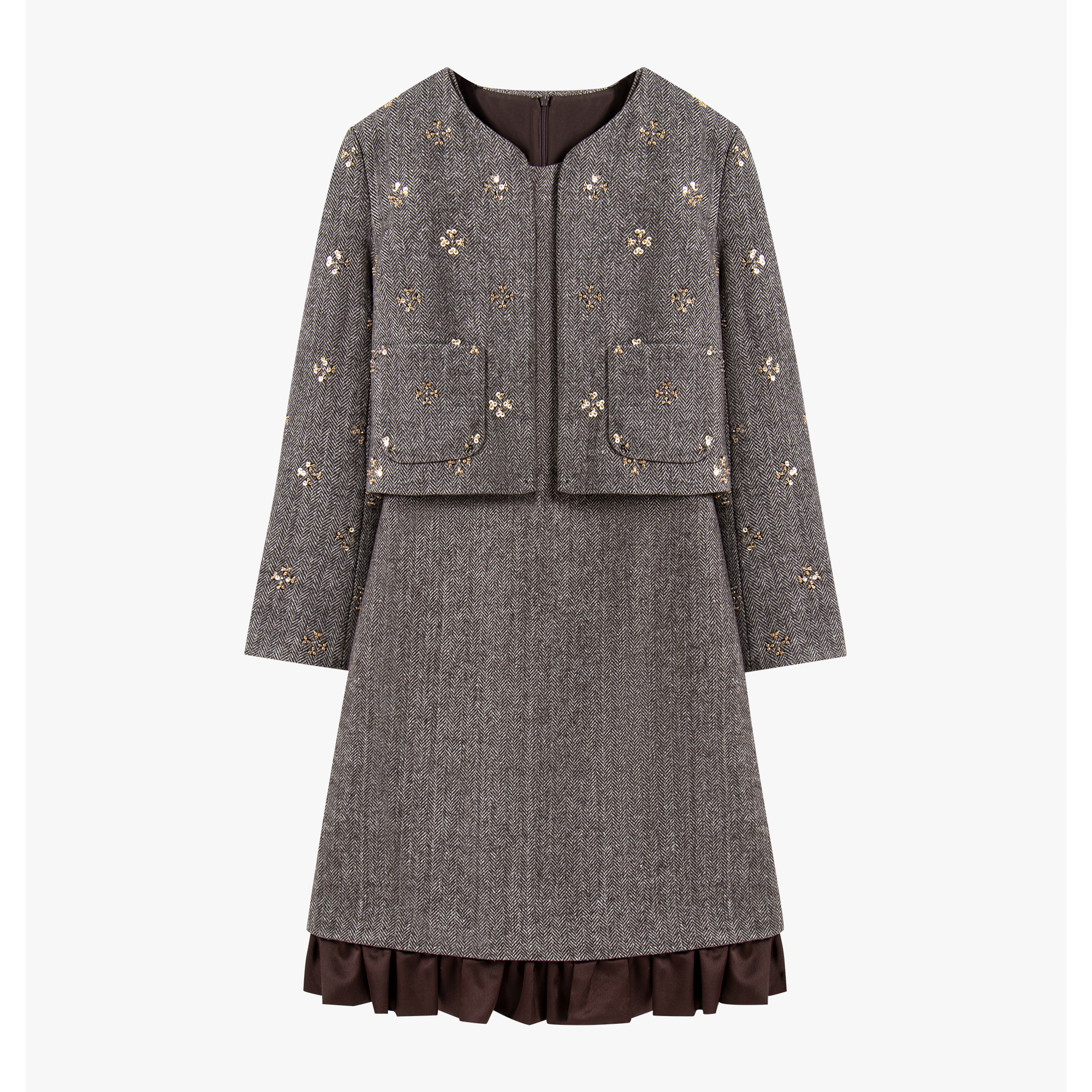 【南油虹姐】新款优雅小香风气质时尚套装粗花呢