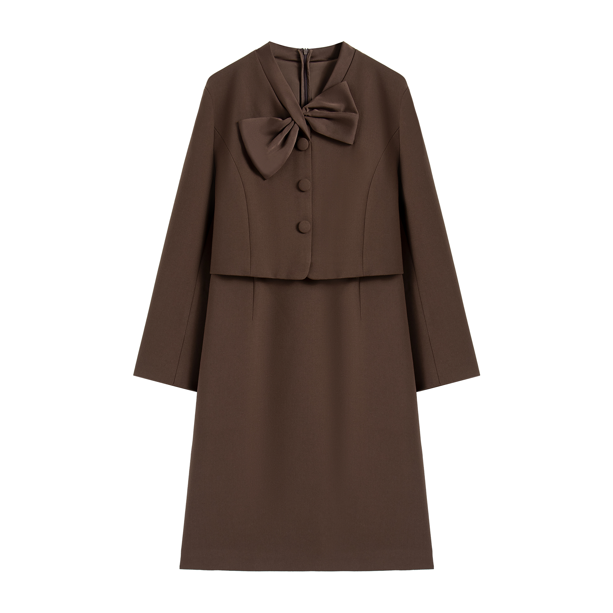 【南油虹姐】秋冬新款蝴蝶结法式收腰气质假两件小黑裙