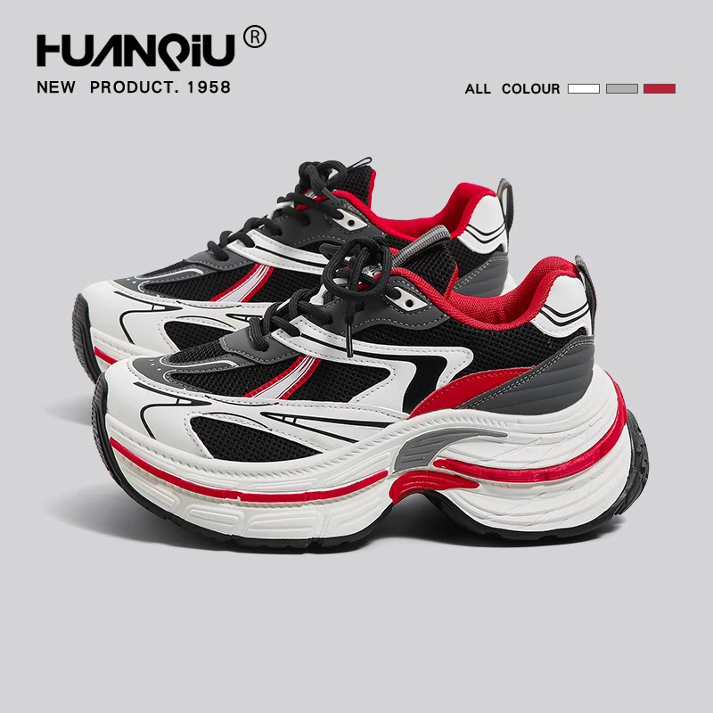 环球酒红色大底老爹鞋女2025秋季新款厚底增高百搭巴黎休闲运动鞋