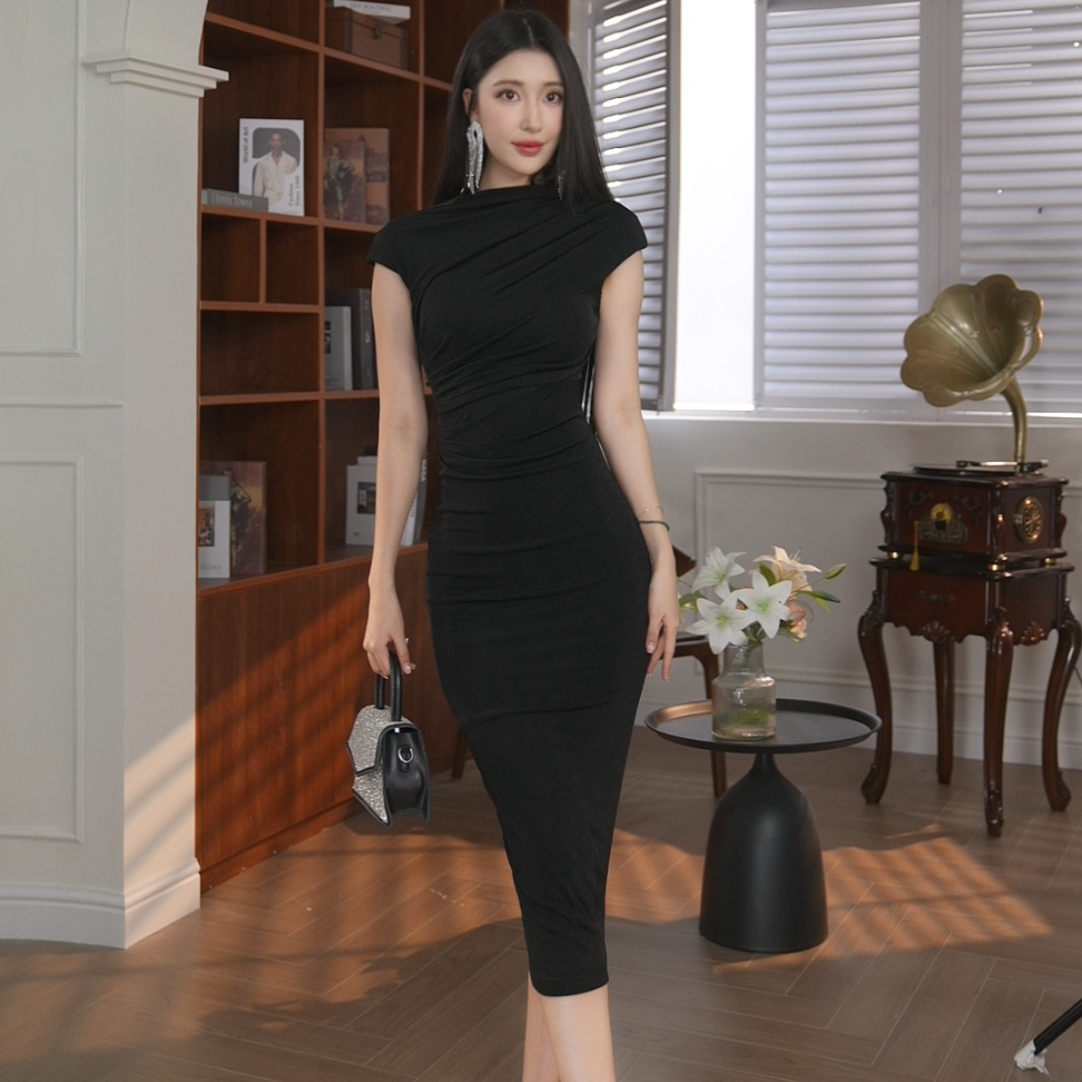 2024夏季新款欧美风性感紧身包臀长裙辣妹显瘦无袖连衣裙女30483