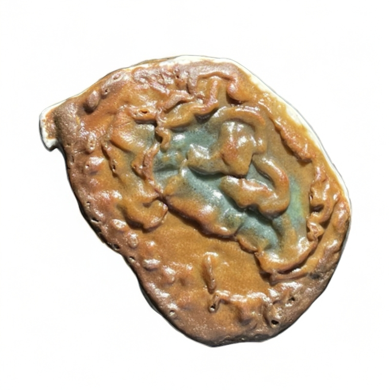 无品牌阿拉善戈壁石浮雕彩石复古摆件纯天然奇石戈壁料石头挂饰品