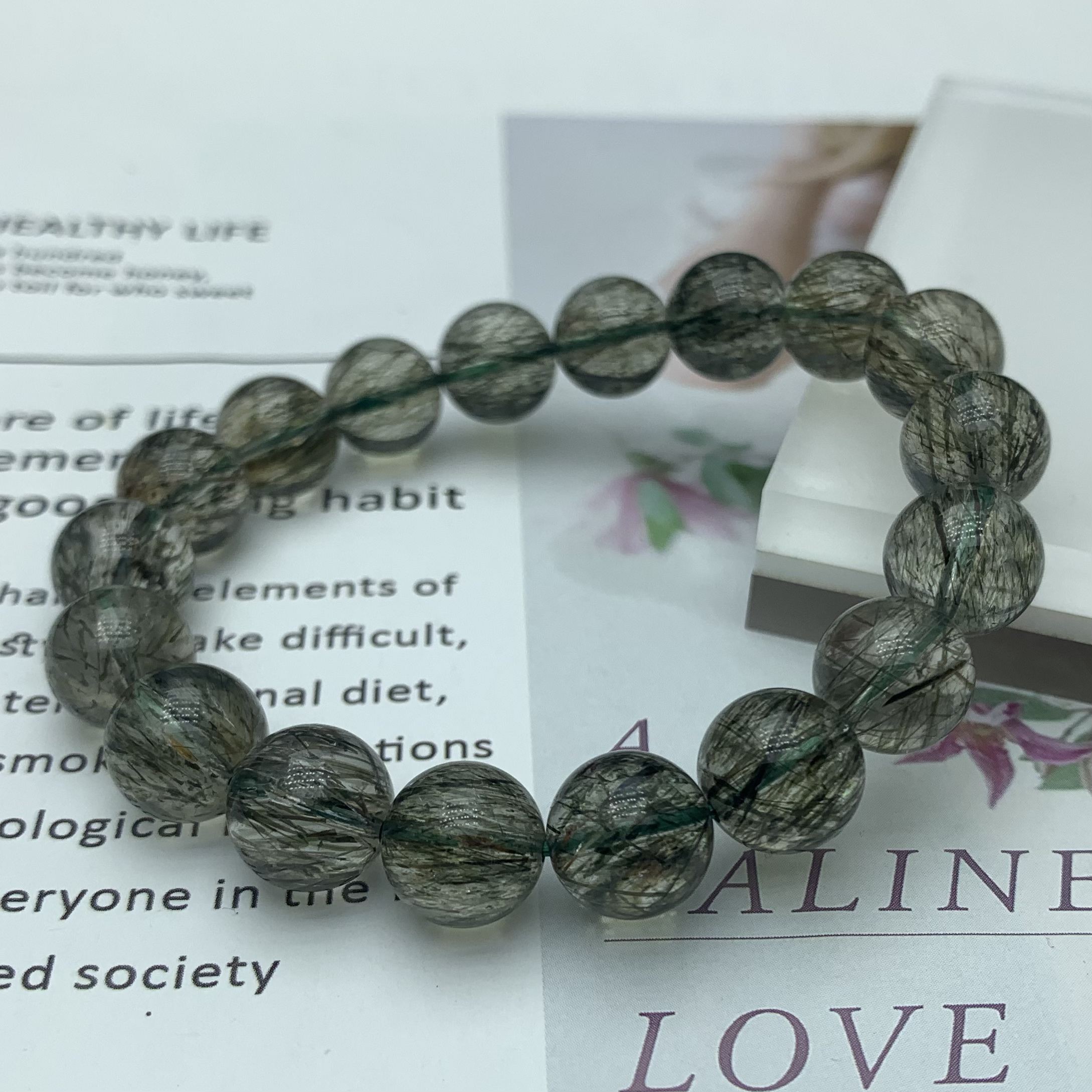 天然水晶绿发晶手串绿碧发晶高品净体顺发手链男女礼物多样性