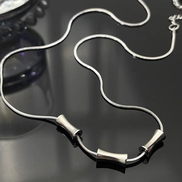 钛钢项链 不掉色竹节项链潮百搭嘻哈吊坠简约锁骨链时尚礼物