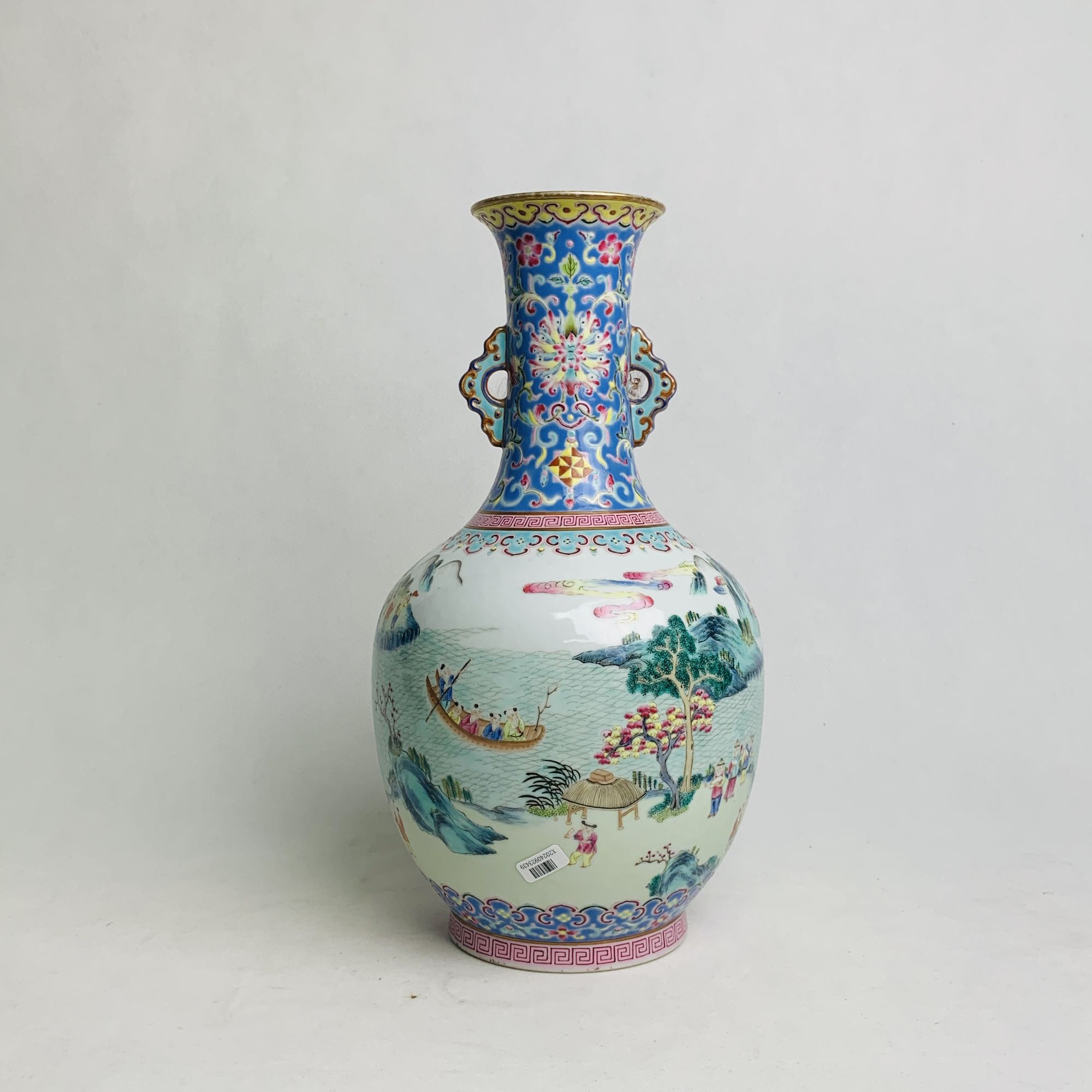 清道光・粉彩百子闹龙舟图瓶【古董】X20240923439