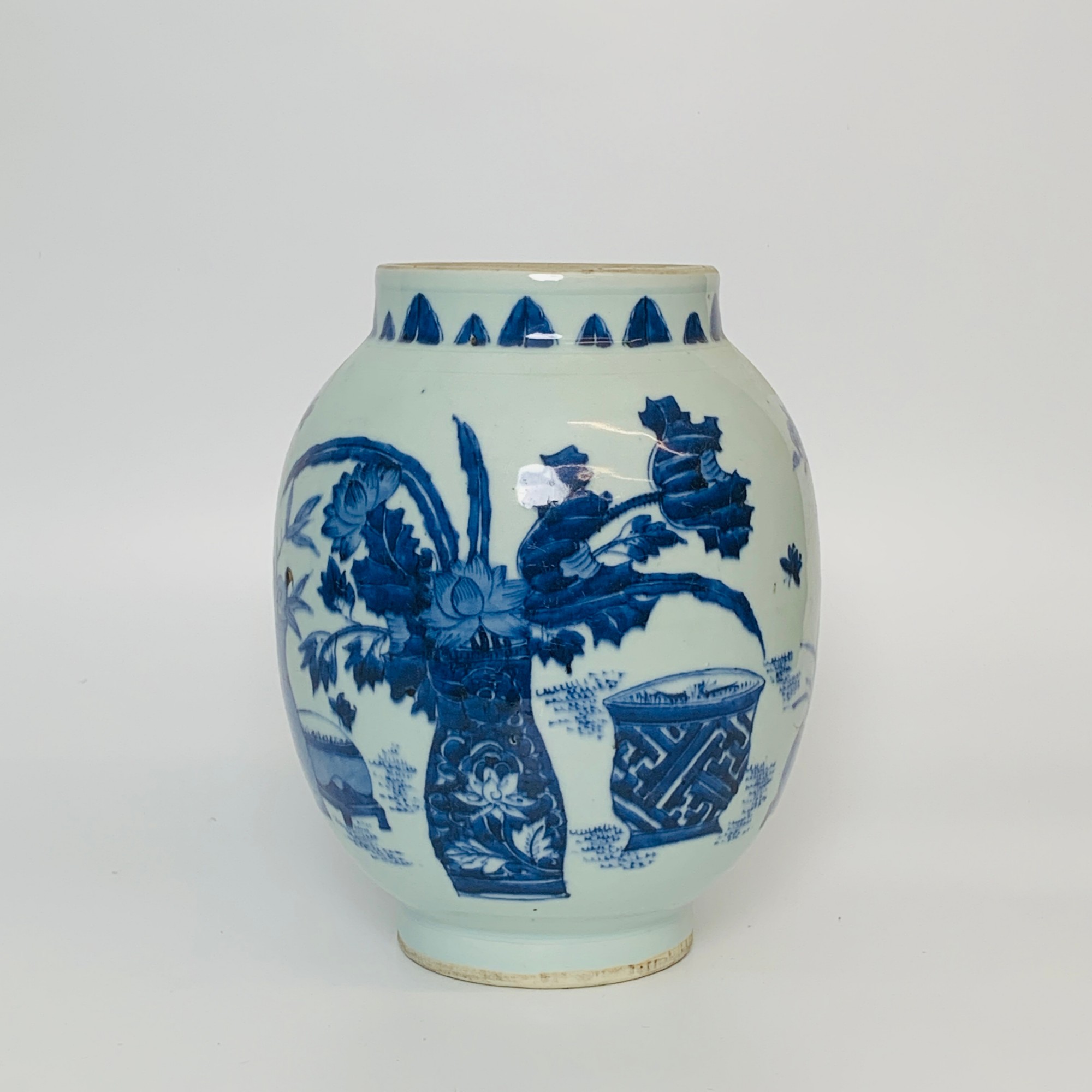 明崇祯·青花博古花卉莲子罐HVV24HVV1204043