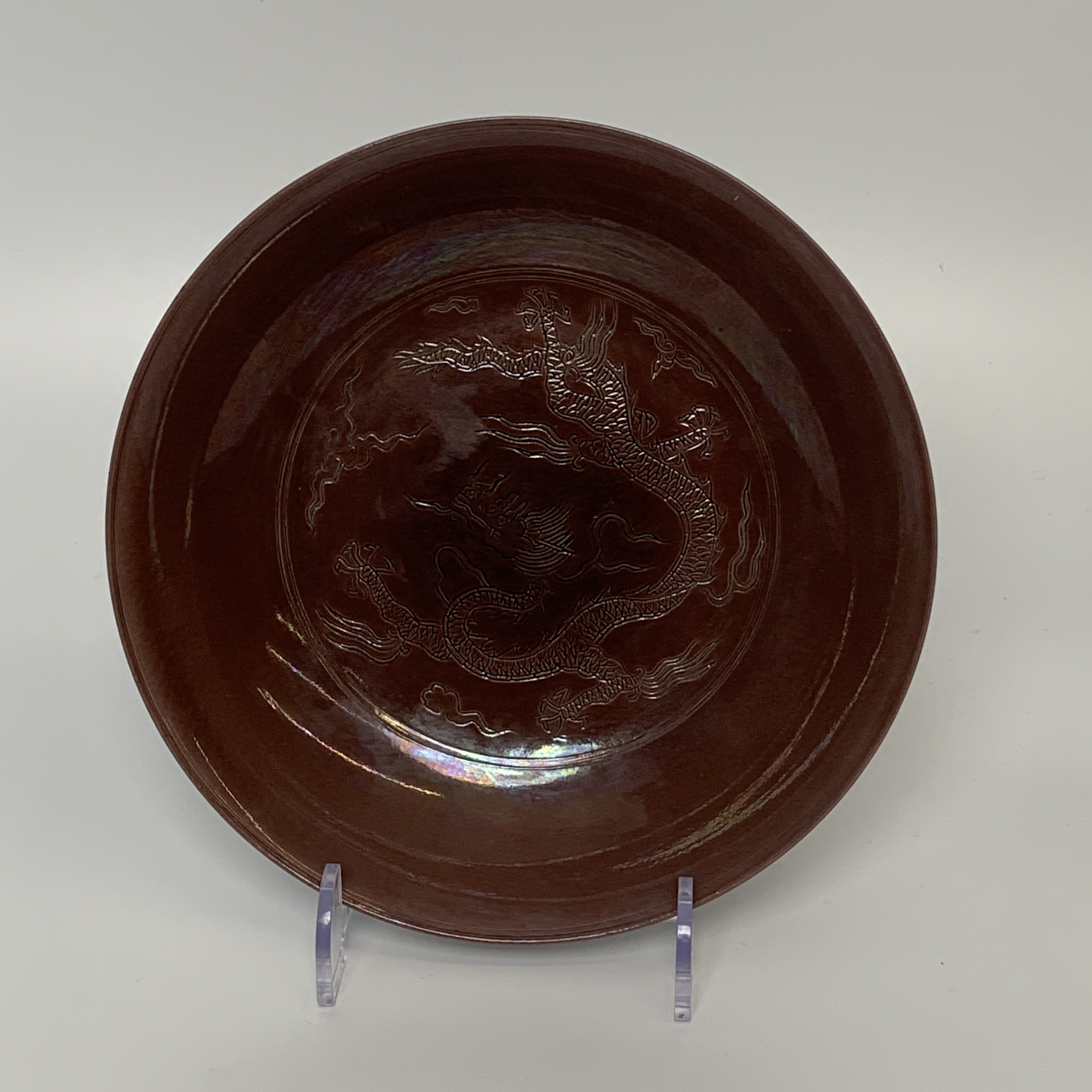 清康熙・酱釉暗刻龙纹盘HVV24HVV1129047