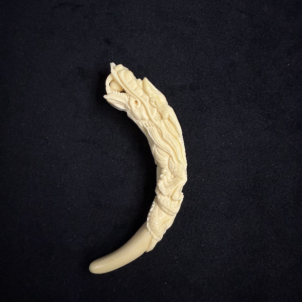 E6023天然猛犸牙雕刻牙尖 支持鉴定 假一罚四