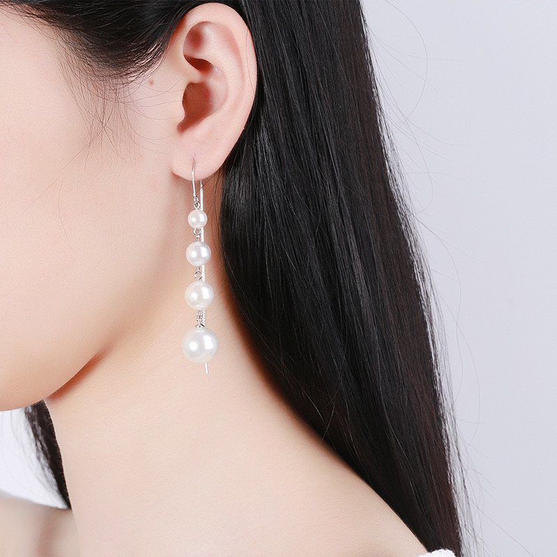 925银仿珍珠耳饰 s925纯银简约百搭贝珠防丢耳线