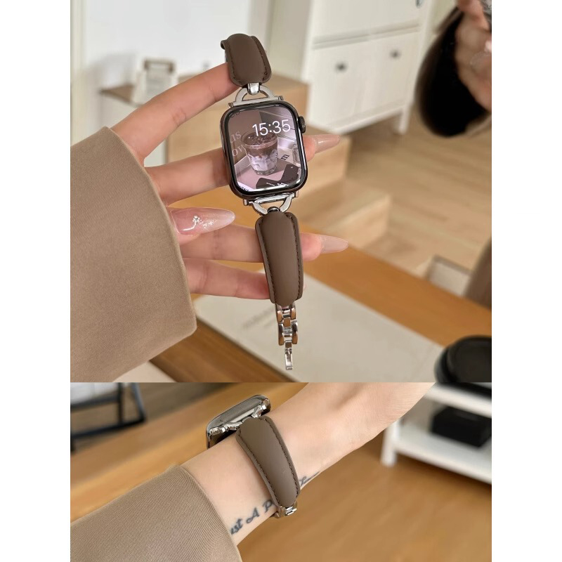 高级牛皮真皮质适用华为watch fit2表带fitnew秋新款女手镯金属