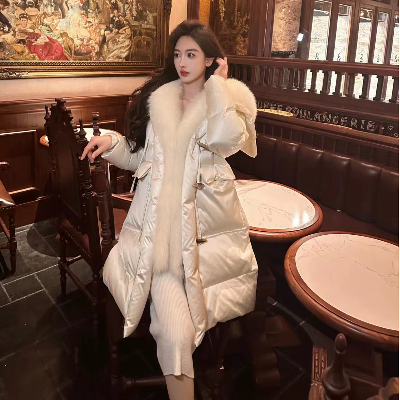 GR&CF/歌瑞丝芬635 设计师款高级感品牌狐狸毛鹅绒服外套