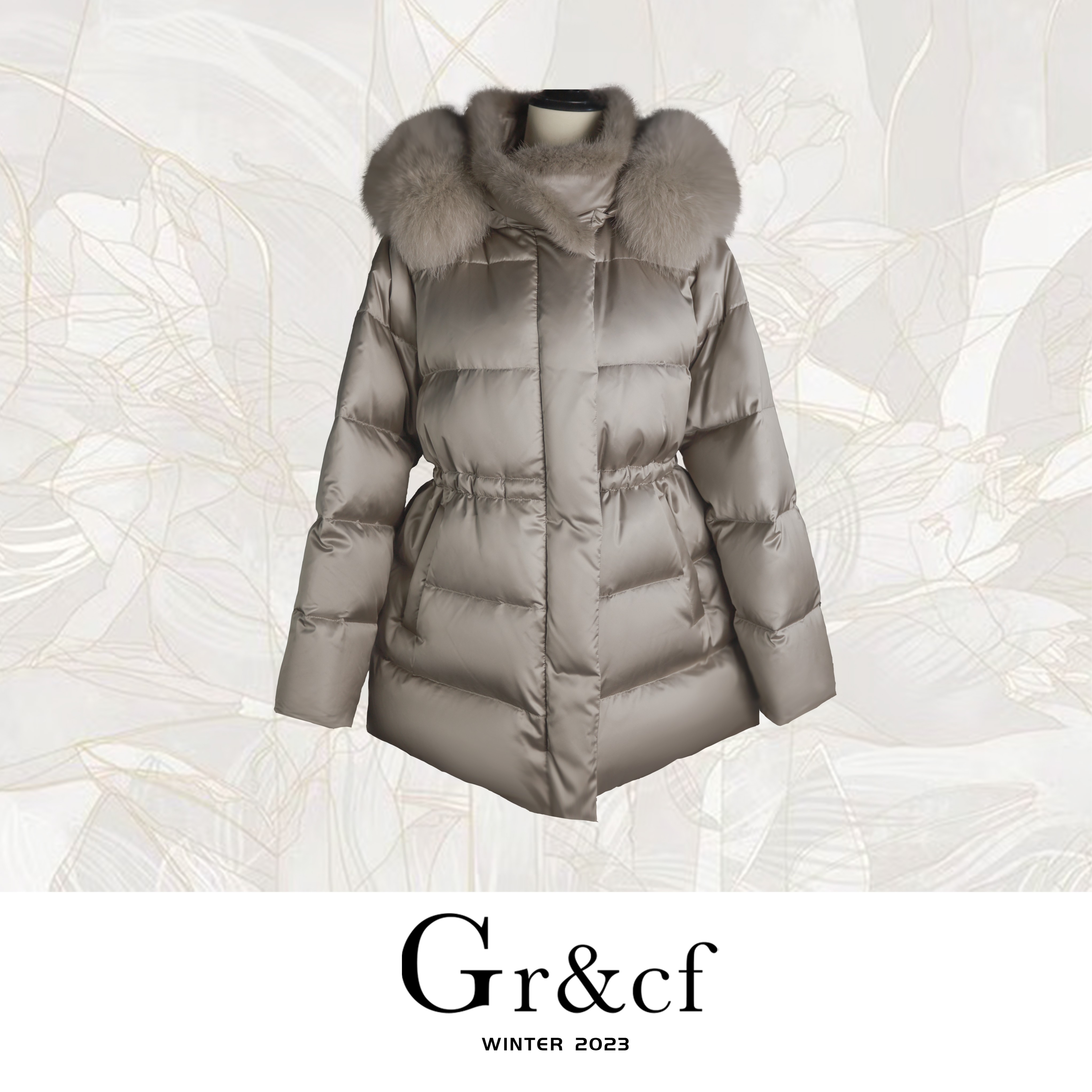 GR&CF/歌瑞丝芬1061 新款加厚长款鹅绒服水貂毛狐狸毛妈妈装