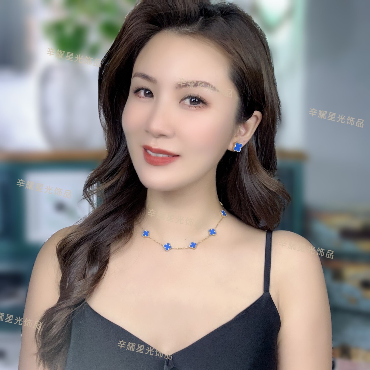 钛钢耳饰 《出汗洗澡不掉色》四叶草小十花轻奢轻奢彩色项链
