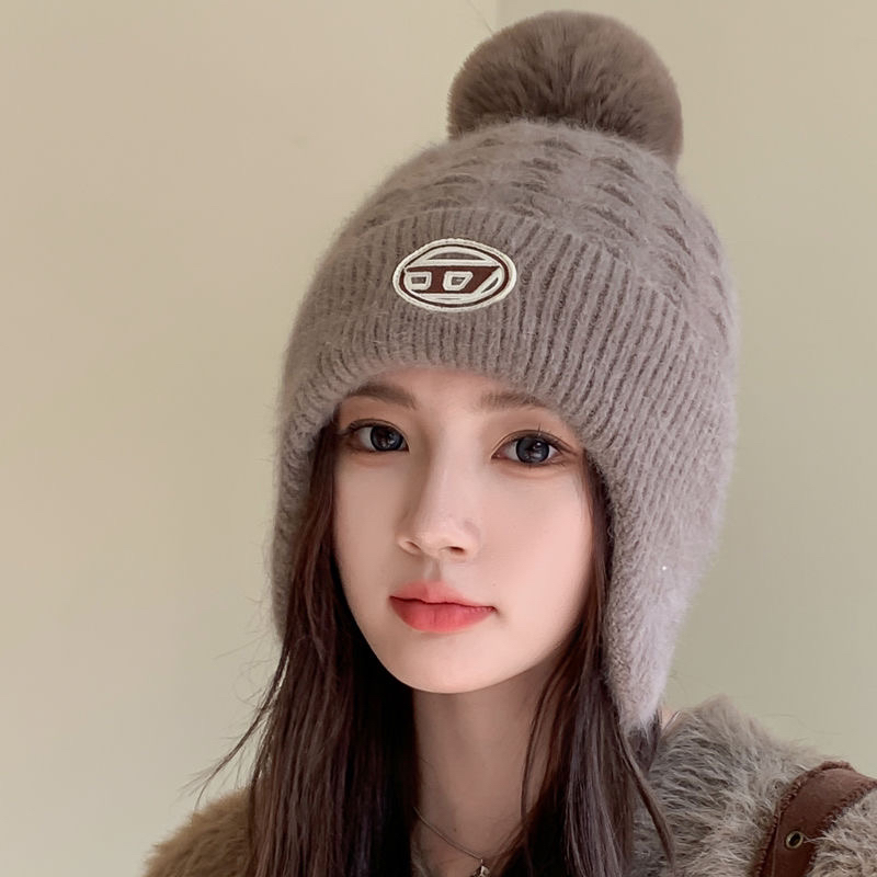 秋冬季帽子女韩版潮百搭时尚加绒毛线帽冬天骑车保暖防风防寒棉帽