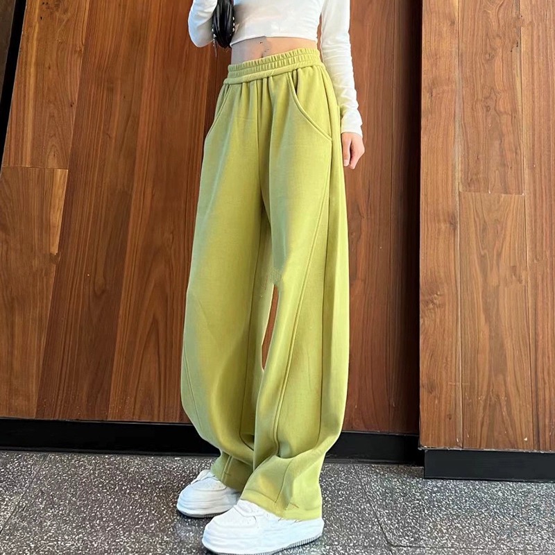 加绒加厚弯刀香蕉裤女春秋2025新款宽松小个子宽松阔腿裤休闲卫裤