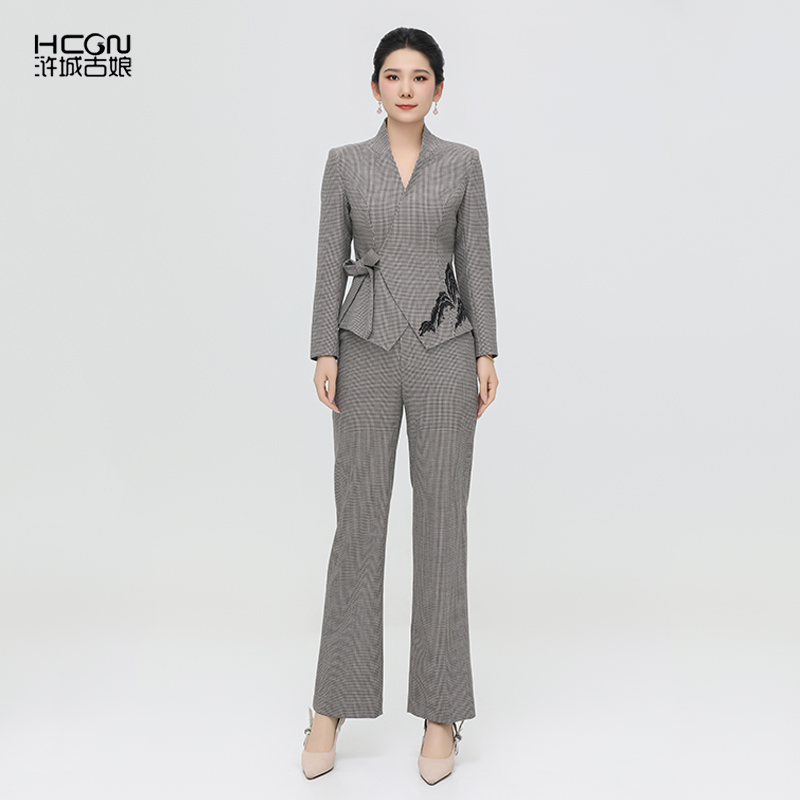中式国风女装气质默笙千鸟格套装两件套高级感22A18266+22A19226